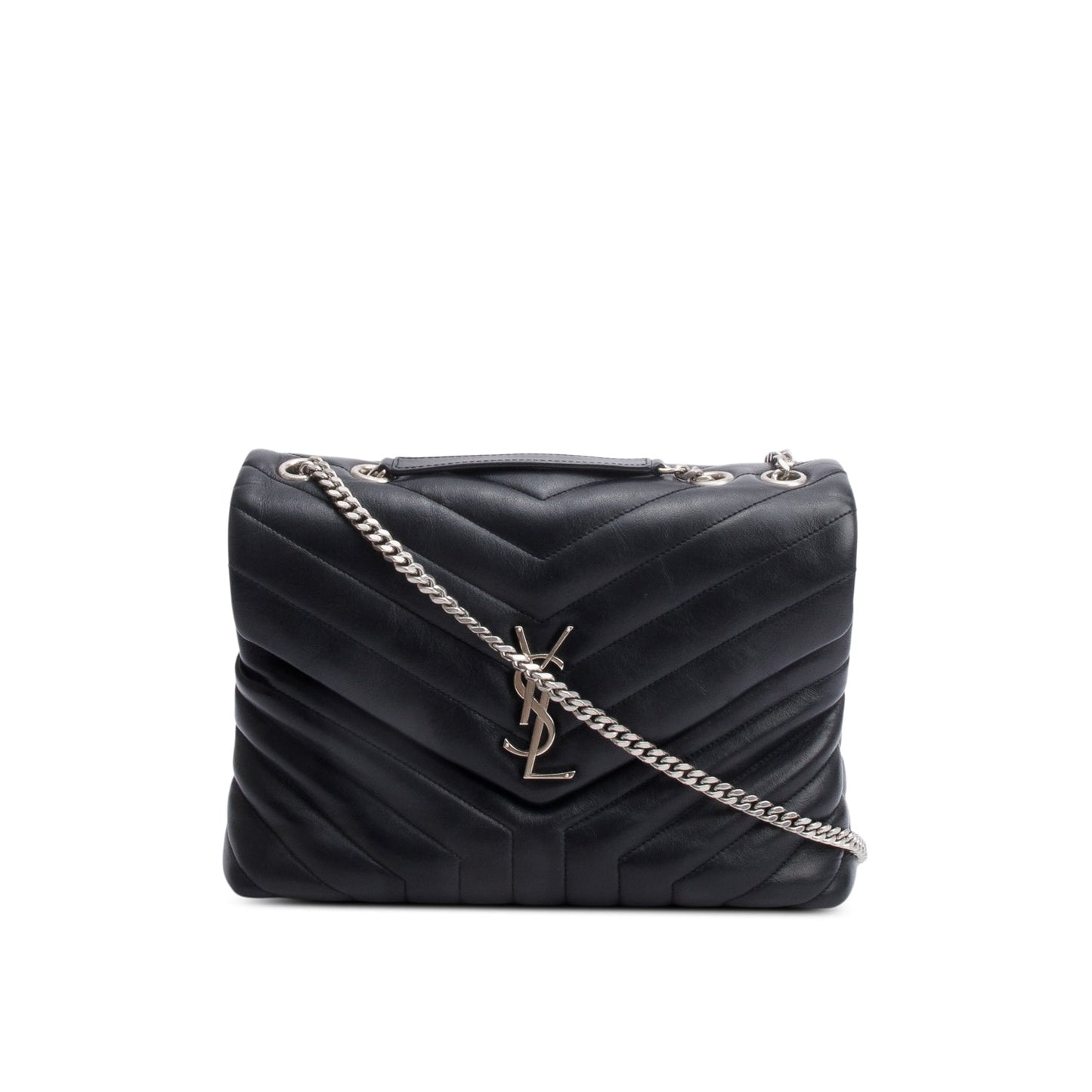 YSL Saint Laurent Black Medium Loulou Shoulder Bag Leather Quilted