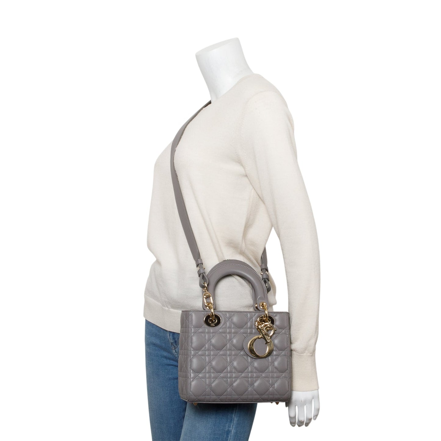 Dior Christian Grey Cannage Lambskin Lady My Abc Leather Small Travel Bag