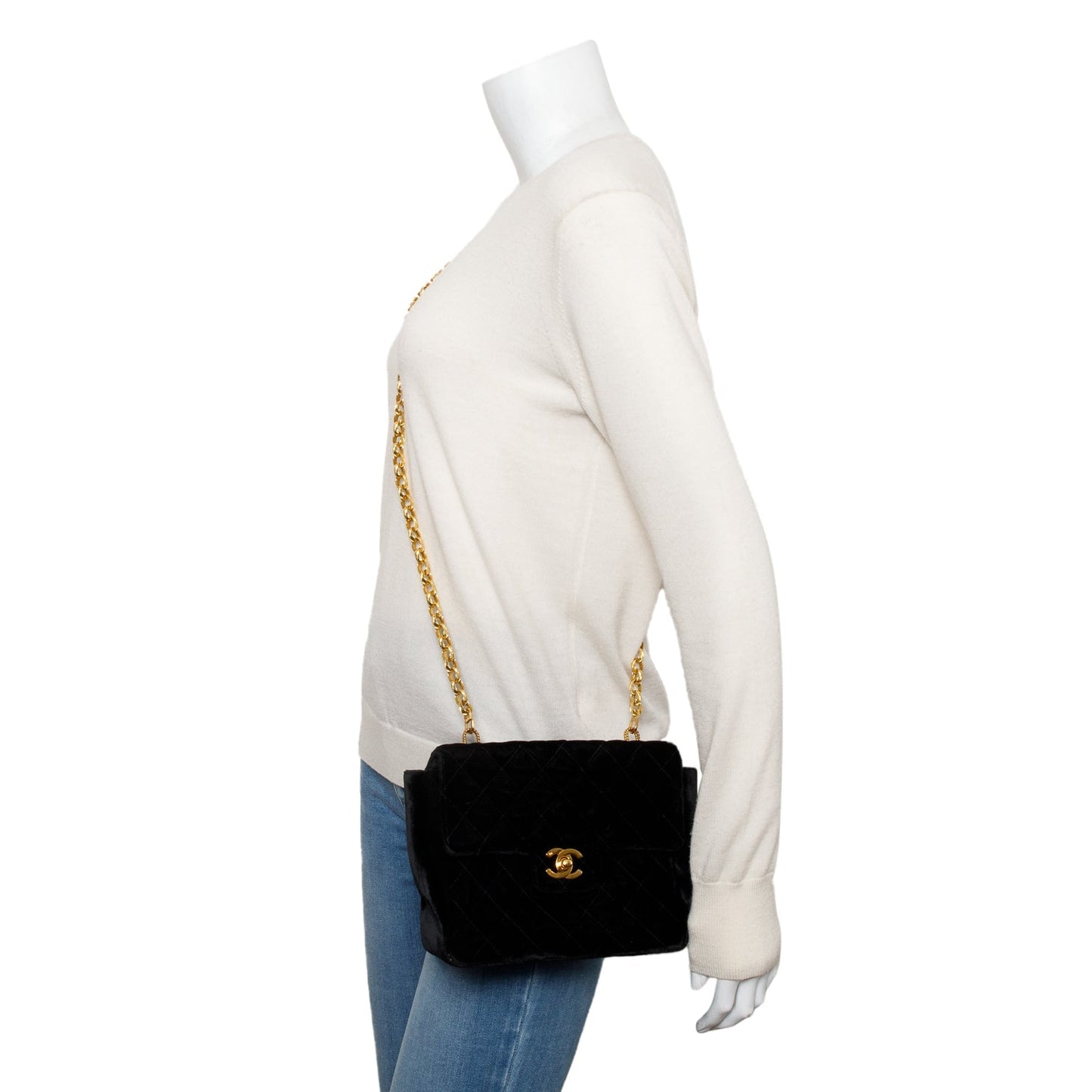 Louis Vuitton Chanel Quilted Velvet Square Single Black Travel Bag