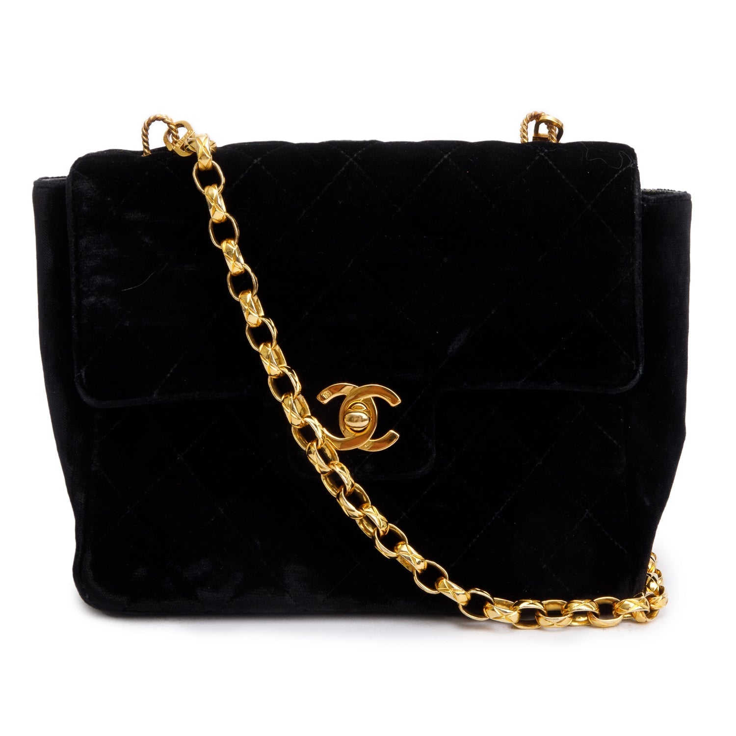 Louis Vuitton Chanel Quilted Velvet Square Single Black Travel Bag