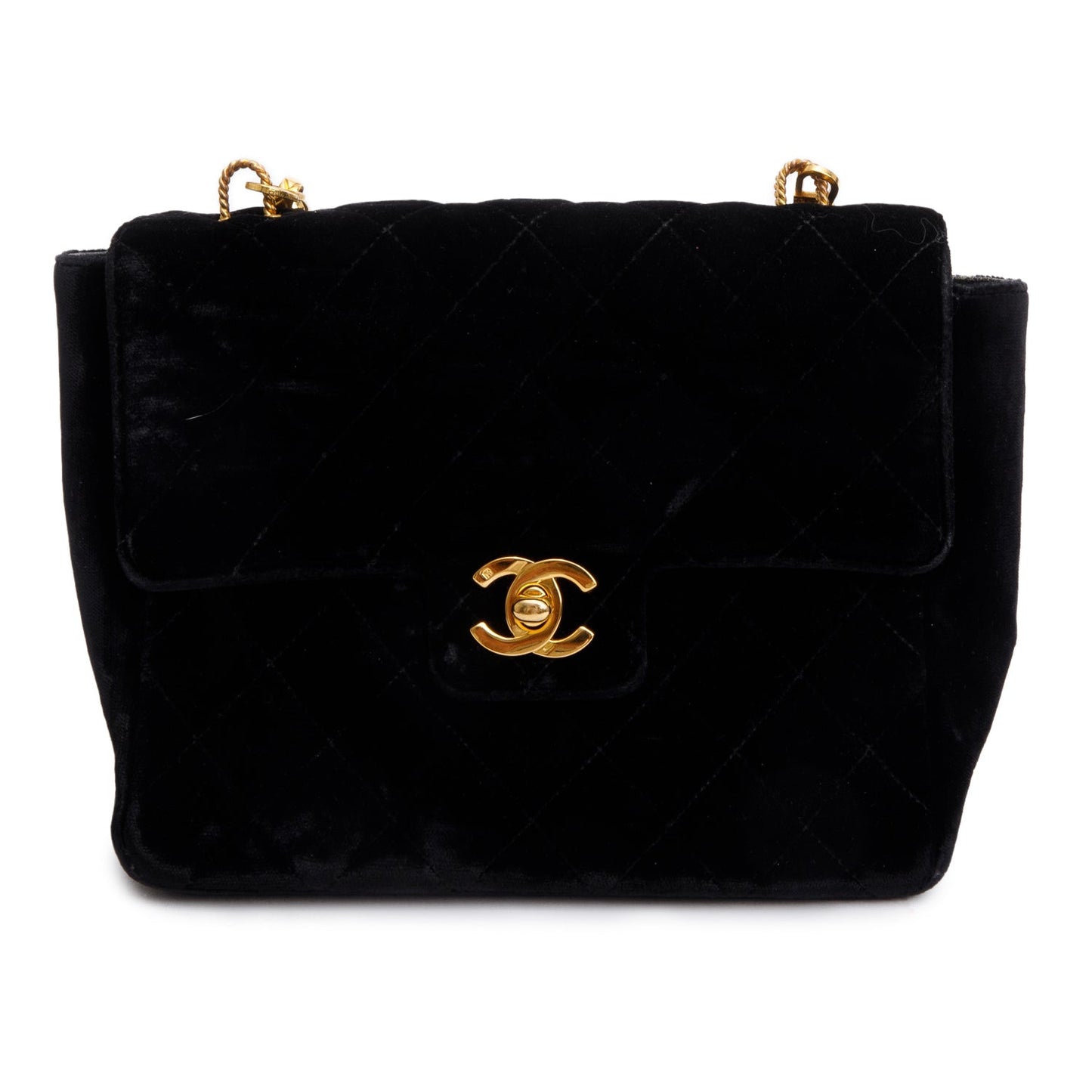 Louis Vuitton Chanel Quilted Velvet Square Single Black Travel Bag