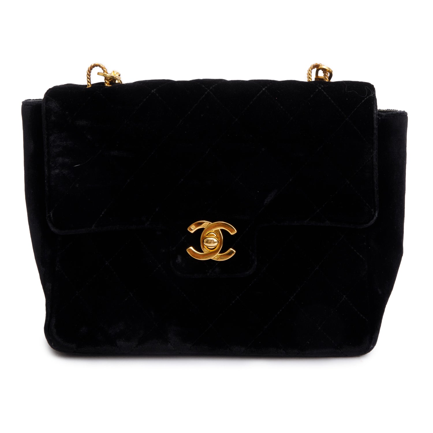 Louis Vuitton Chanel Quilted Velvet Square Single Black Travel Bag