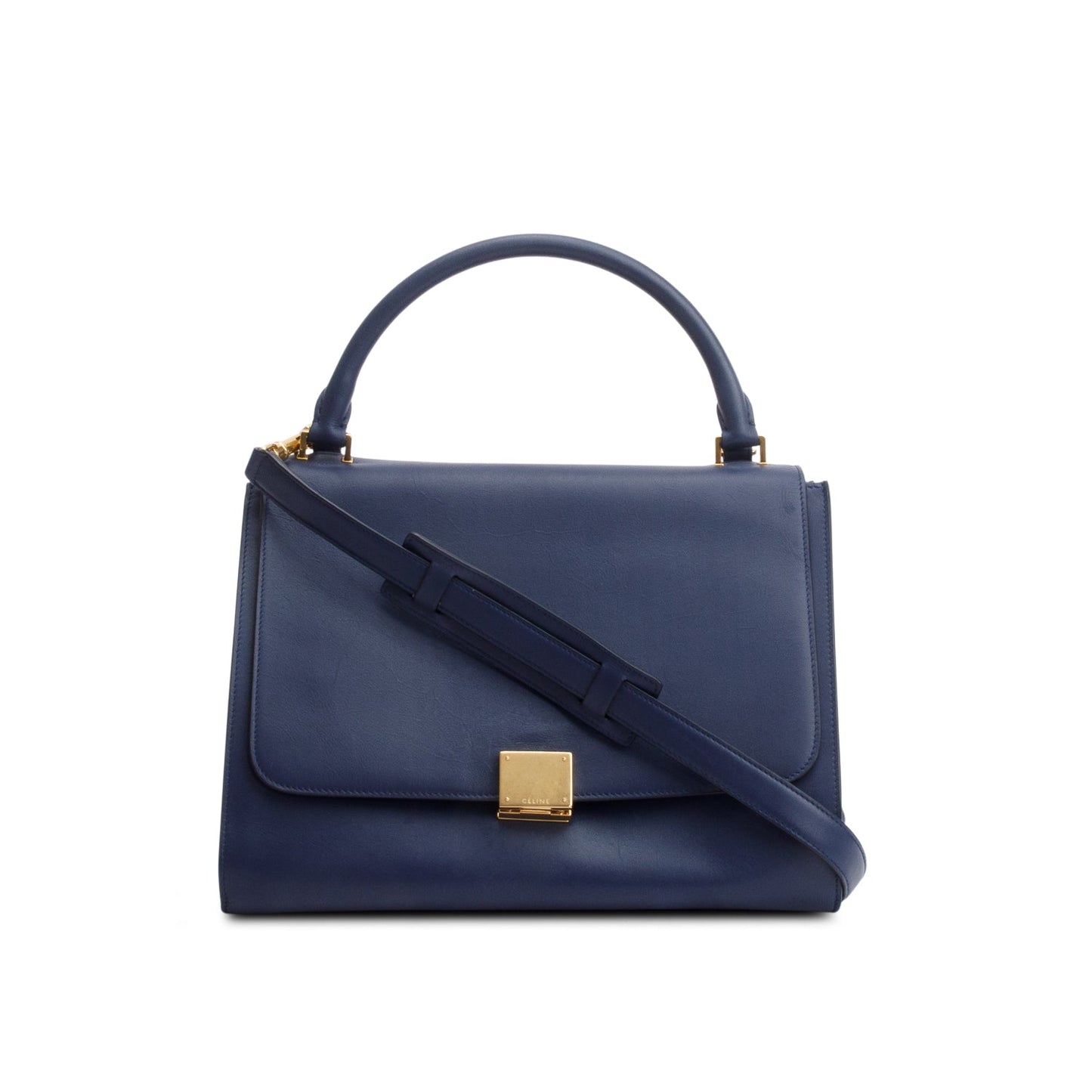 Celine Calfskin Trapeze Bag Leather Blue Travel Bag