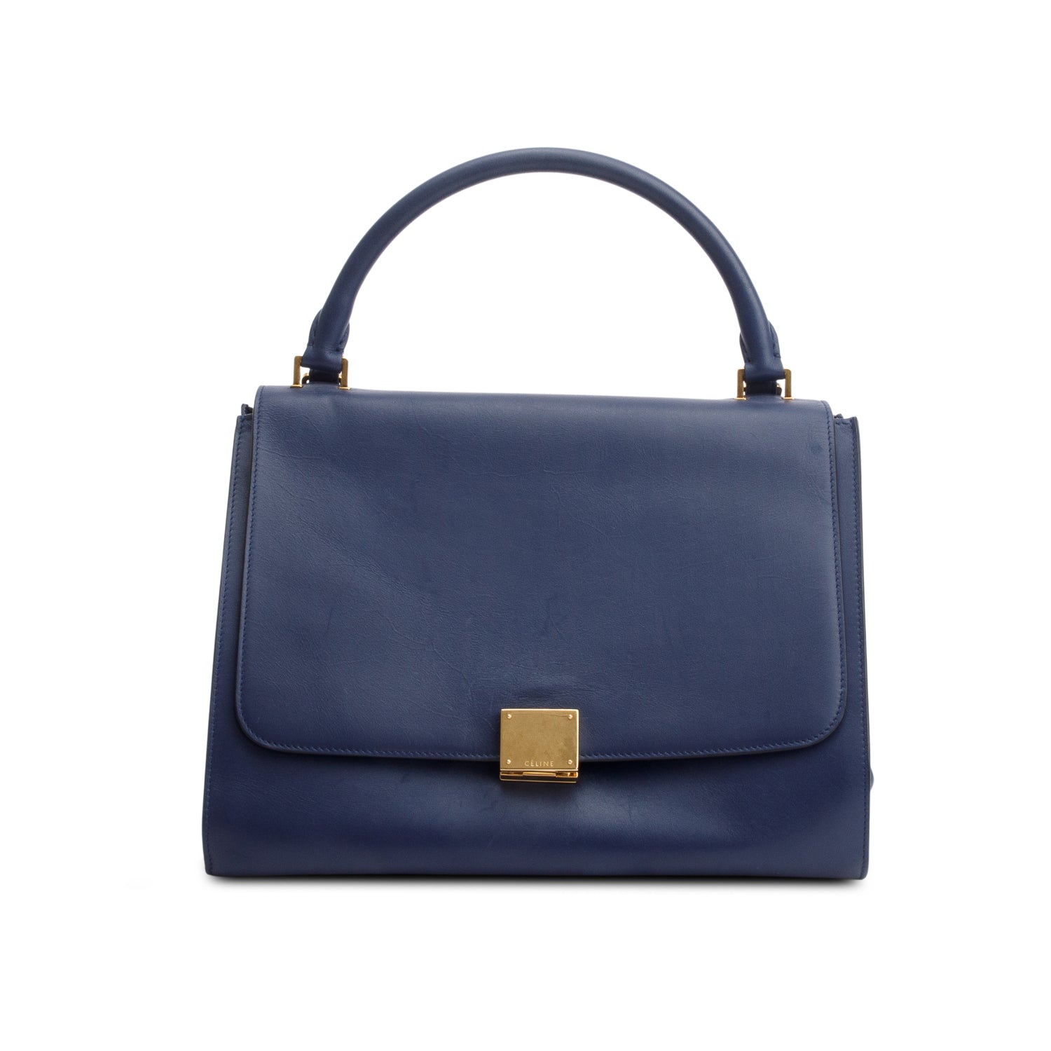 Celine Calfskin Trapeze Bag Leather Blue Travel Bag