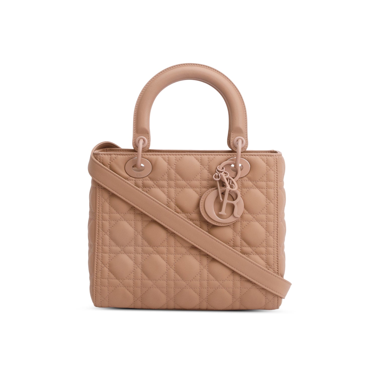 Dior Christian Blush Ultramatte Cannage Lady Bag Leather Medium Travel Bag