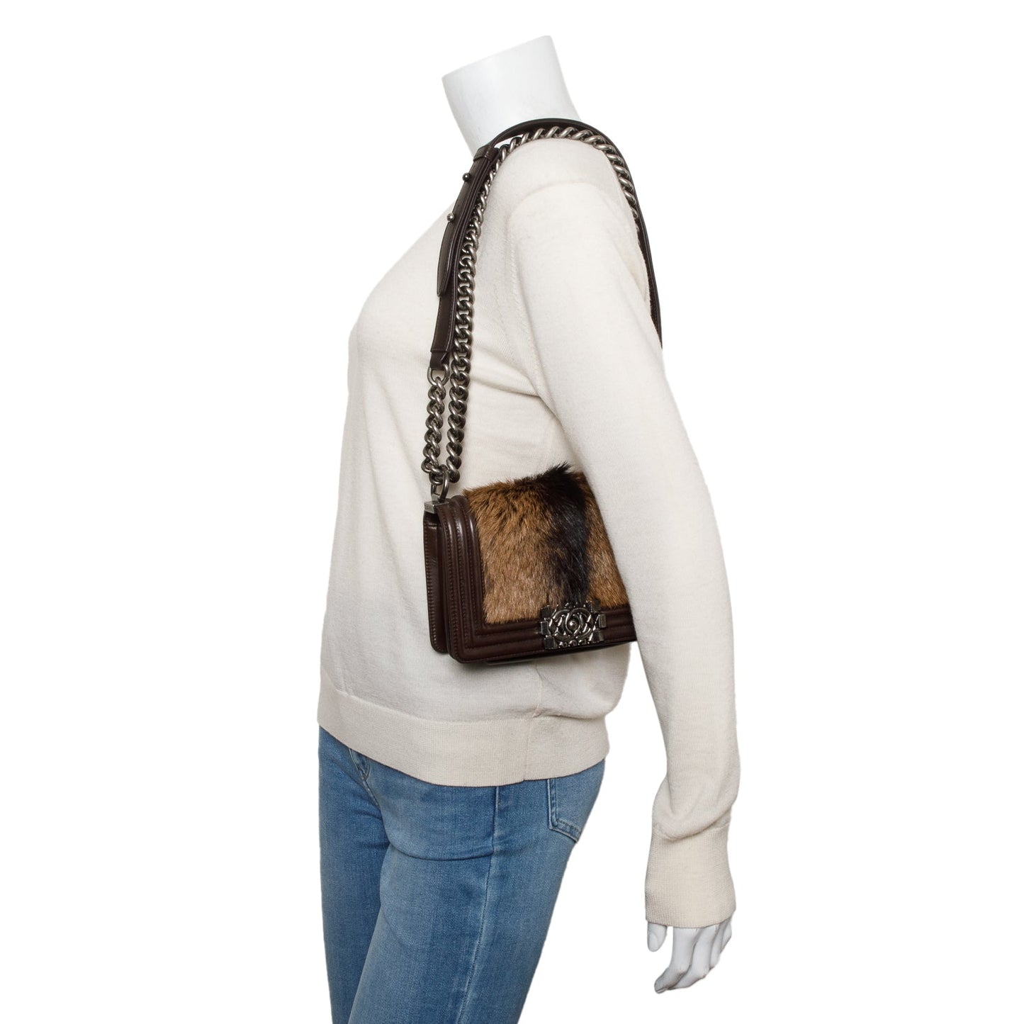 Chanel Ponyhair Boy Leather Lambskin Brown Travel Bag