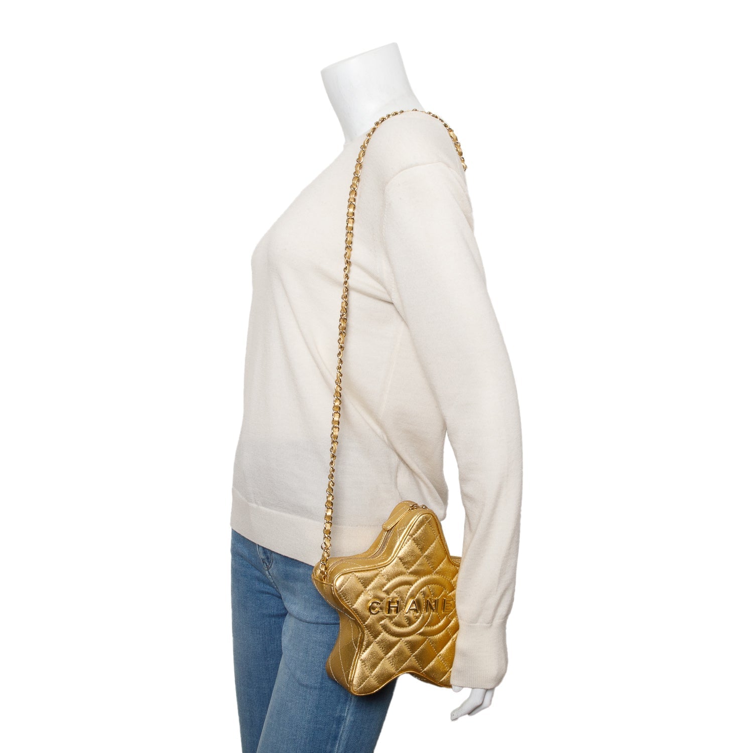 Chanel W Box Leather Gold Travel Bag