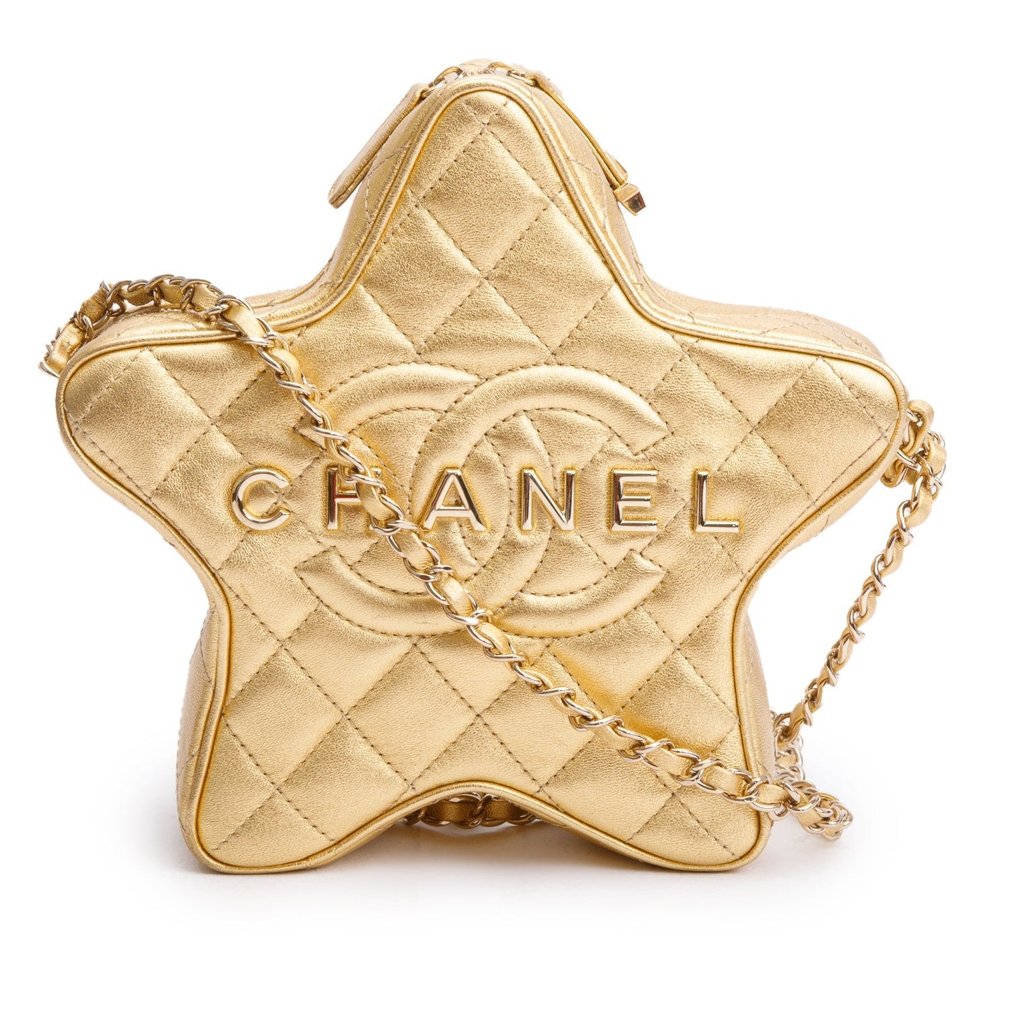 Chanel W Box Leather Gold Travel Bag