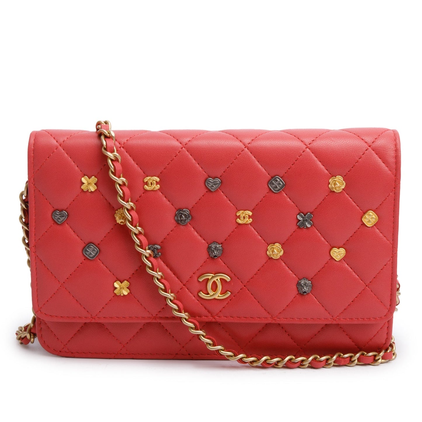 Chanel Quilted 18k Lucky Charms on Leather Lambskin Pink Key Chain