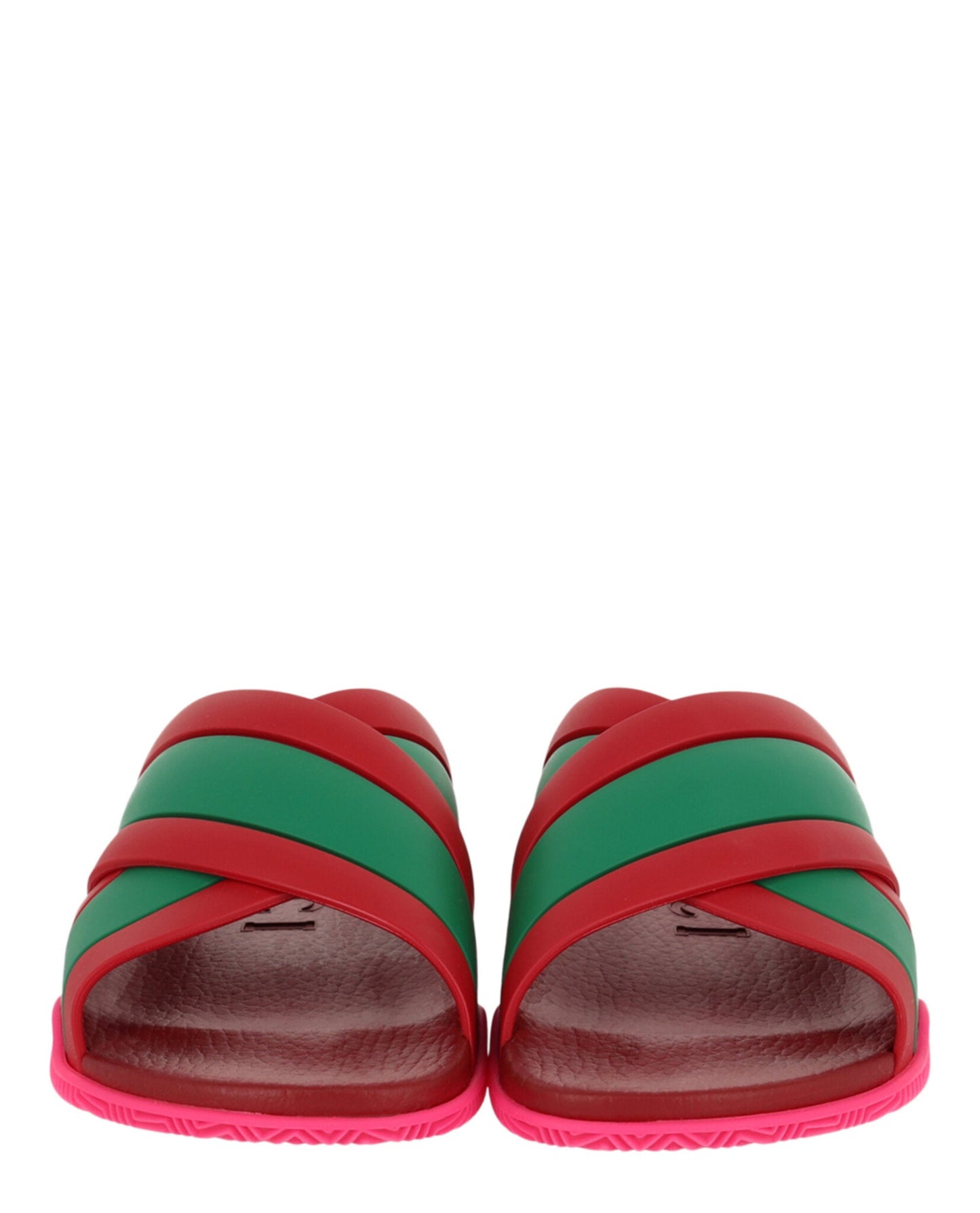 Gucci Womens Rubber Web Striped Sandals