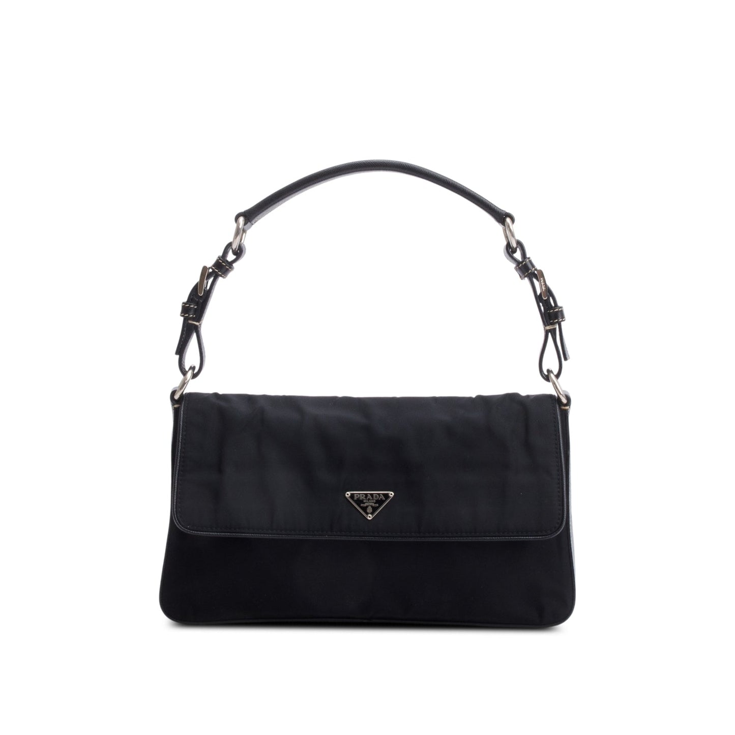 Prada Saffiano Trimmed Tessuto Shoulder Bag Nylon Black
