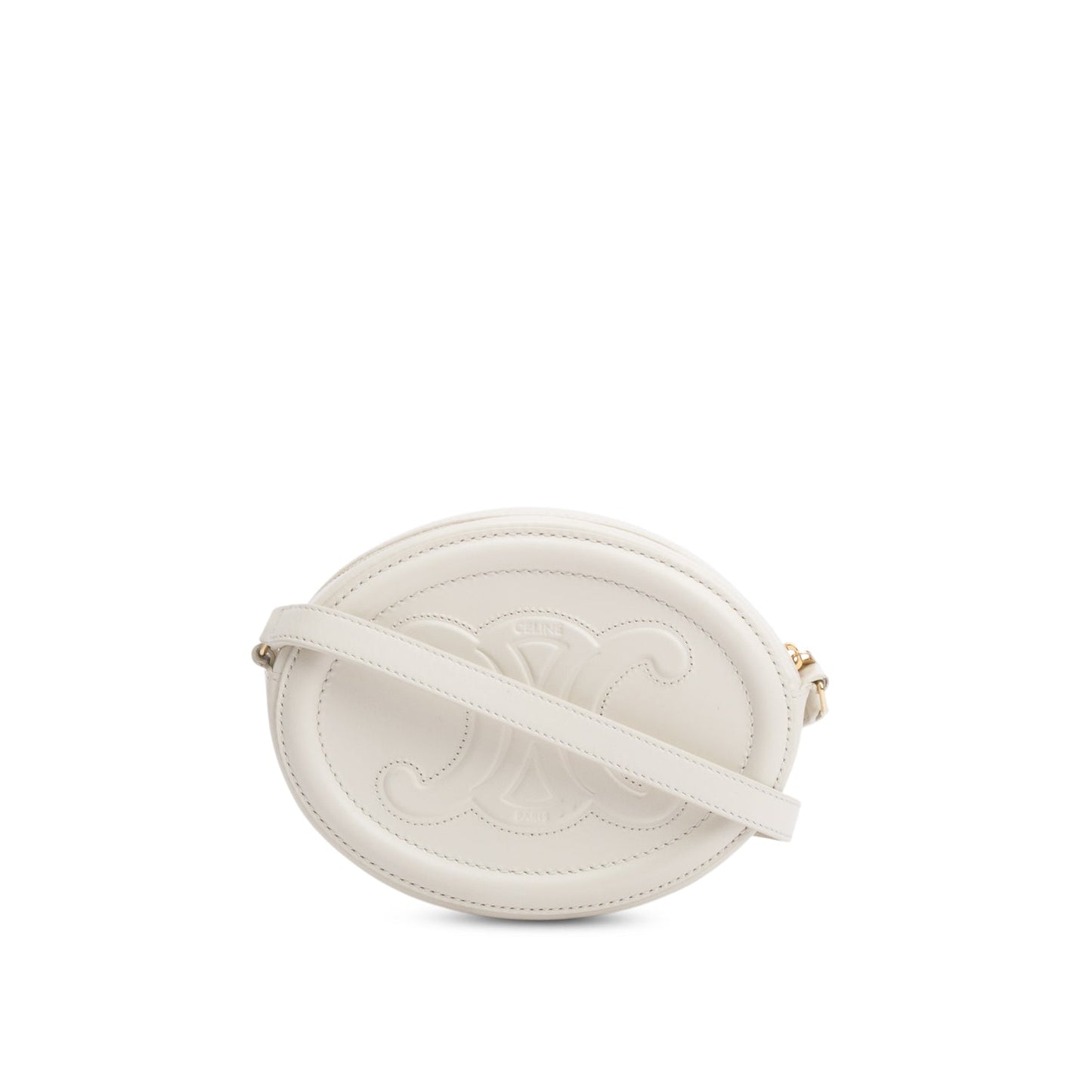 Celine Smooth Calfskin Cuir Triomphe Oval Crossbody Bag Leather White