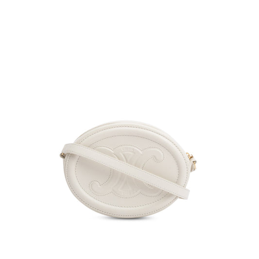 Celine Smooth Calfskin Cuir Triomphe Oval Crossbody Bag Leather White