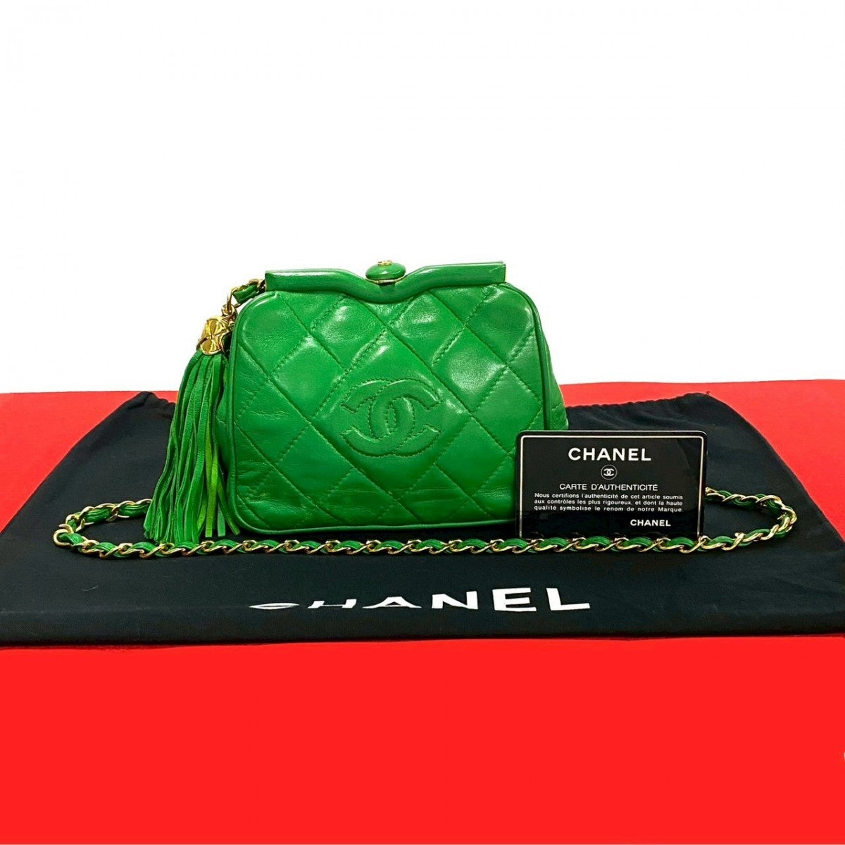 Chanel lambskin COCO Mark Green Shoulder Bag
