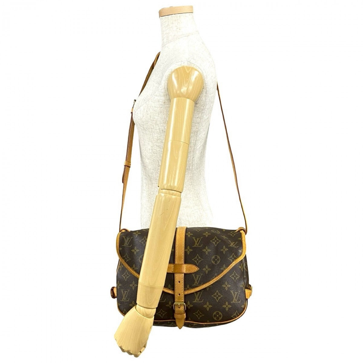 Louis Vuitton M42256 PVC Saumur 30 Monogram Leather Brown Shoulder Bag