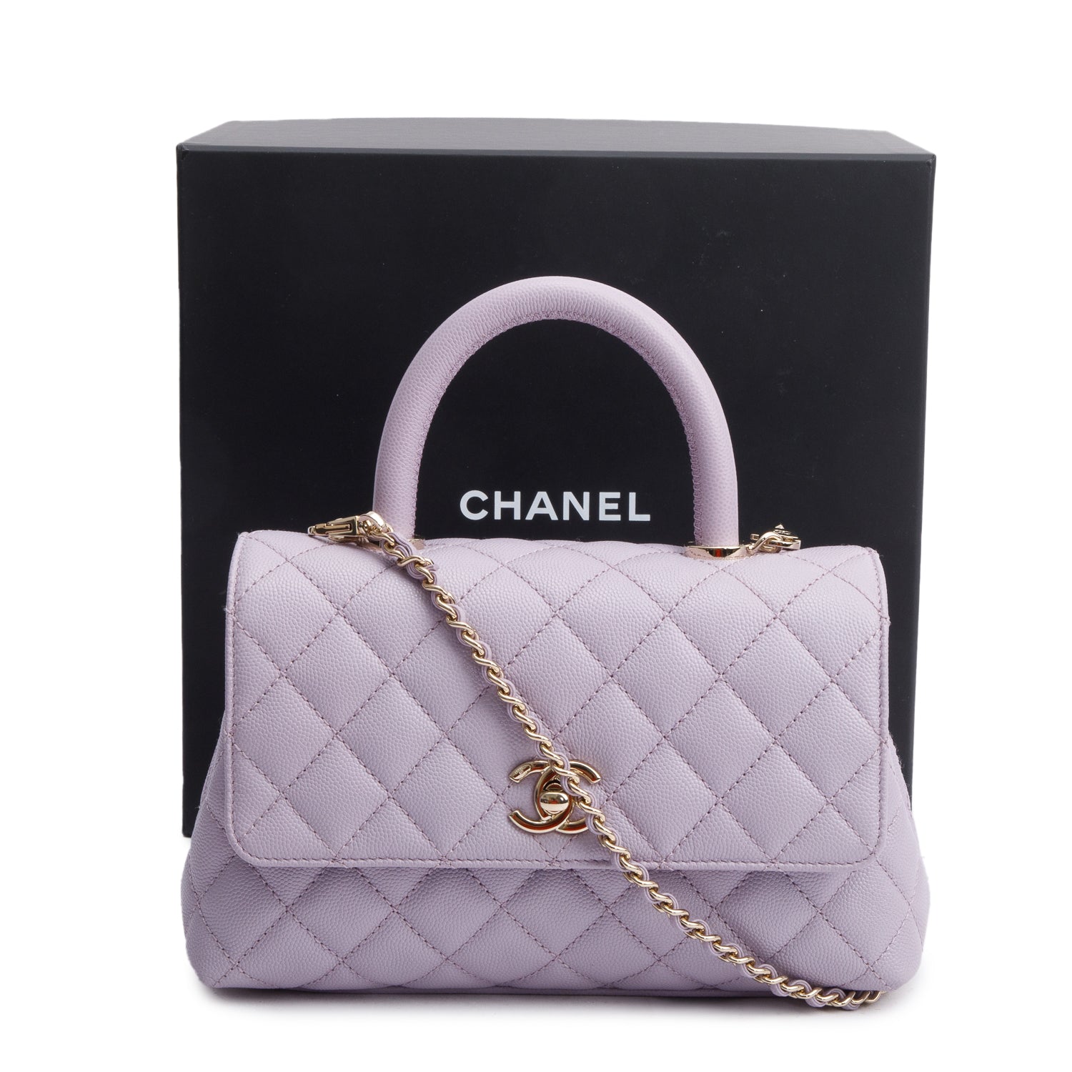 Chanel Purple Quilted Caviar Coco Handle Leather Travel Bag