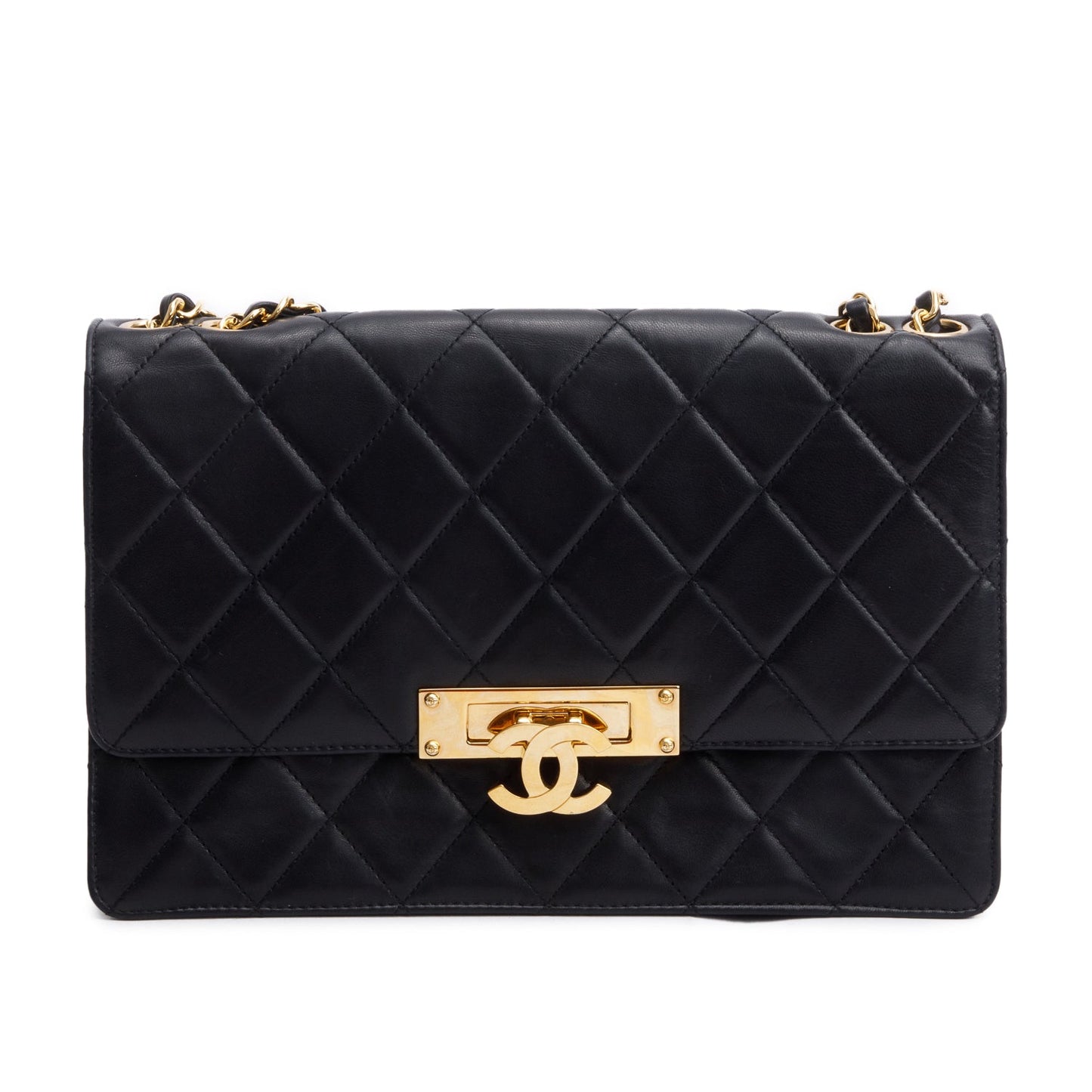 Chanel Golden Class Flap Leather Lambskin Beige Travel Bag Authenticity Card