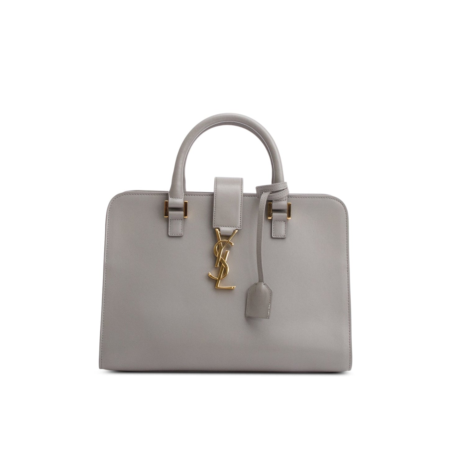 YSL Saint Laurent Grey Calfskin Cabas Tote Bag Leather Small