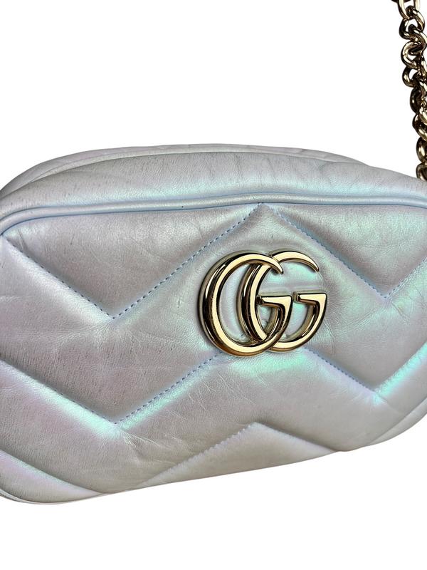 Gucci Marmont Blue Iridescent Chain Crossbody