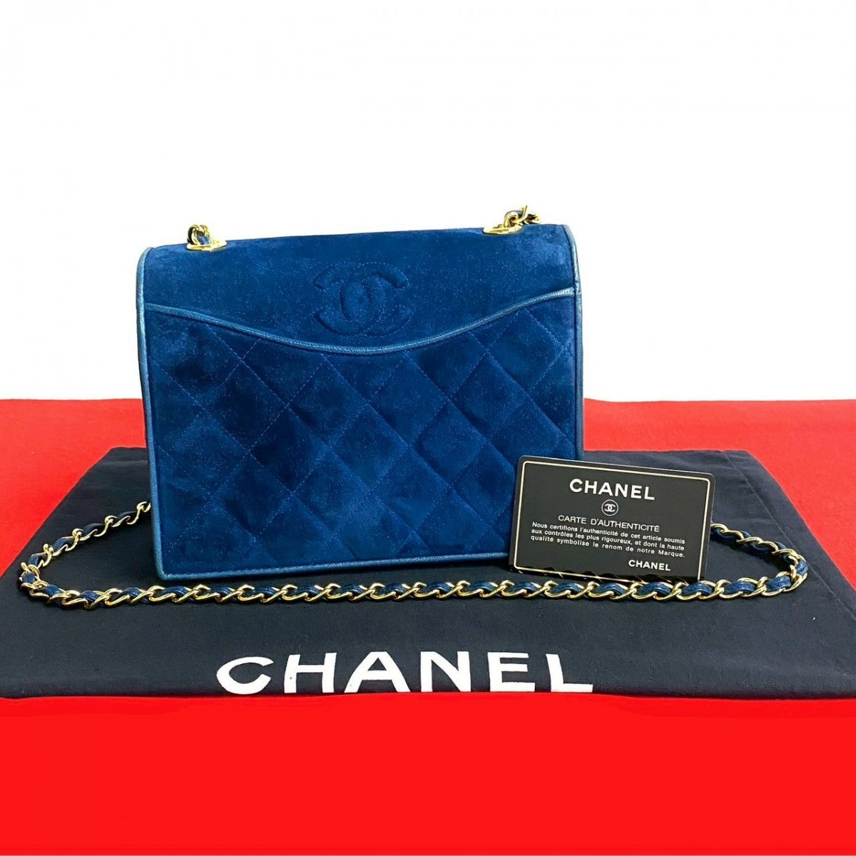 Chanel Matrasse Blue Leather Shoulder Bag