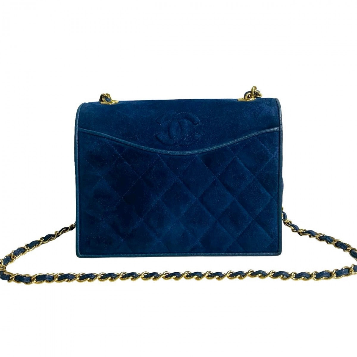 Chanel Matrasse Blue Leather Shoulder Bag