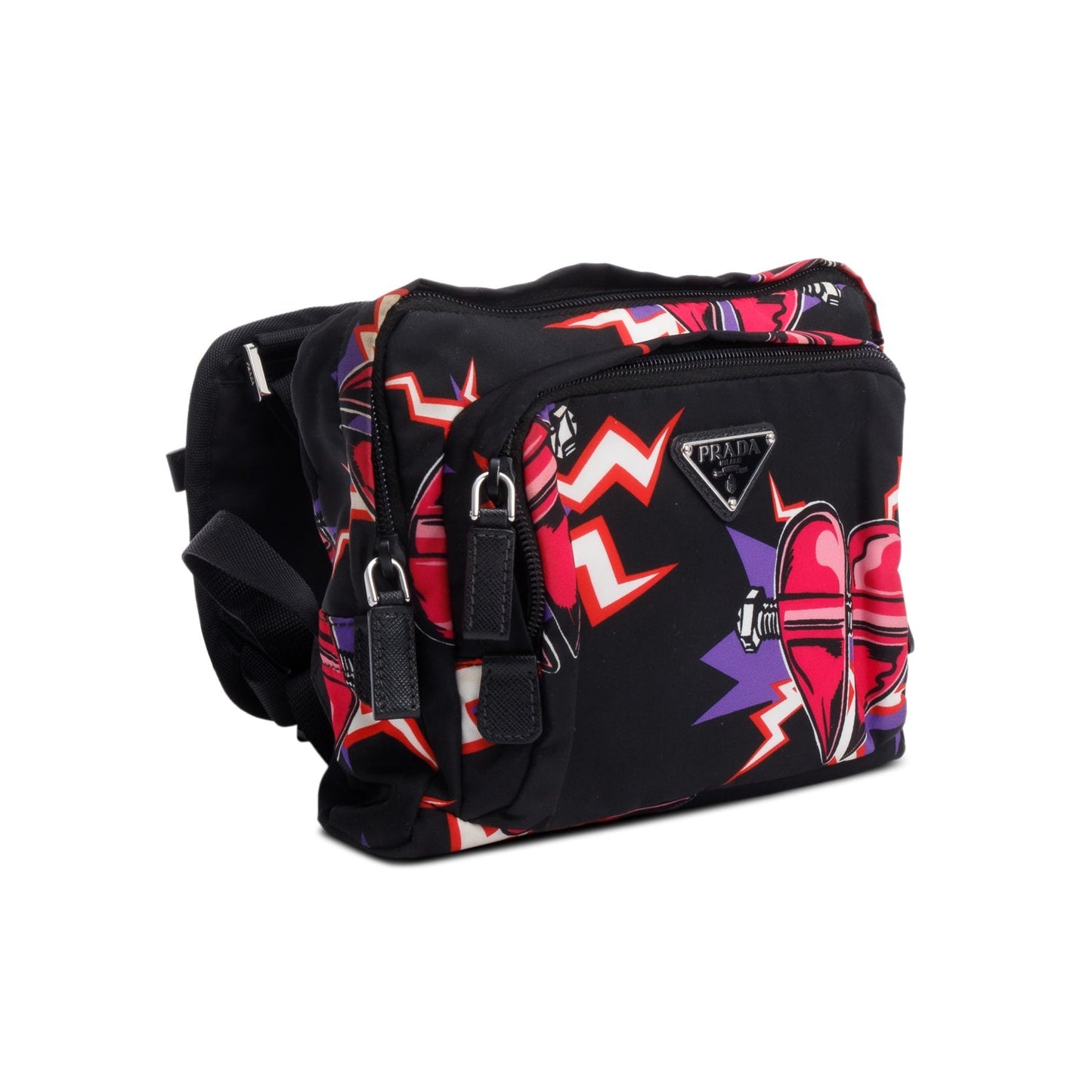 Prada X Universal Studios Multicolor Tessuto Frankenstein Heart Nylon Black Travel Bag