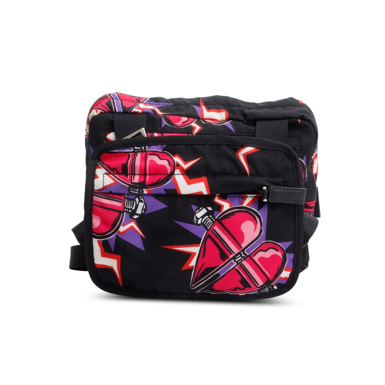Prada X Universal Studios Multicolor Tessuto Frankenstein Heart Nylon Black Travel Bag
