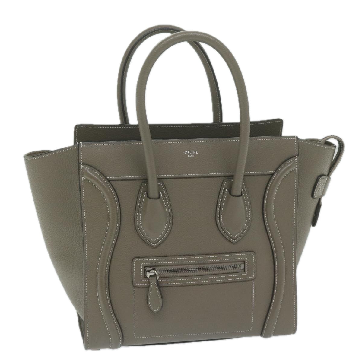 Luxury Luggage Micro Shopper Tote Bag Gray Leather