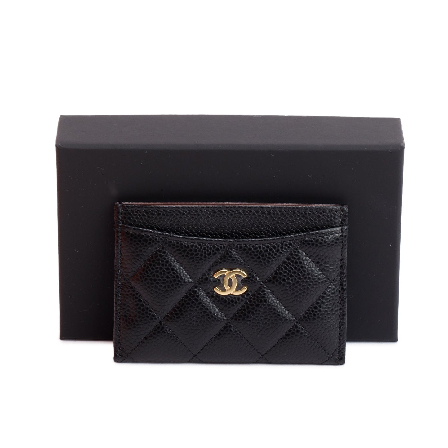 Chanel Caviar Classic Card Holder Leather Black Wallet Case 8