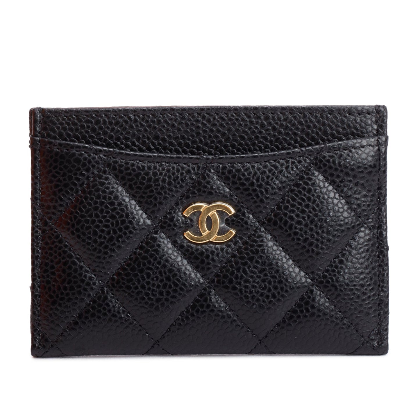 Chanel Caviar Classic Card Holder Leather Black Wallet Case 8
