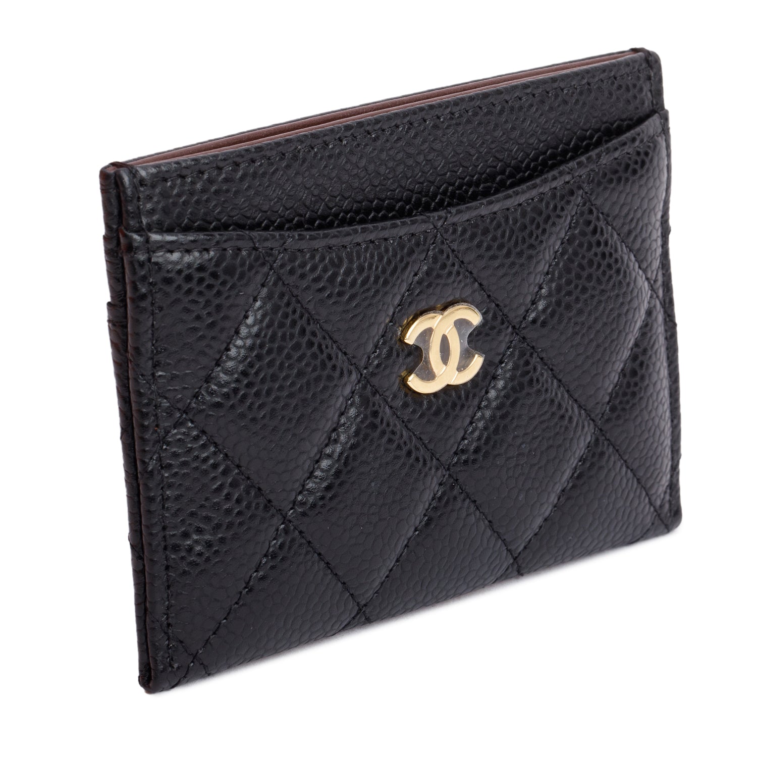Chanel Caviar Classic Card Holder Leather Black Wallet Case 8