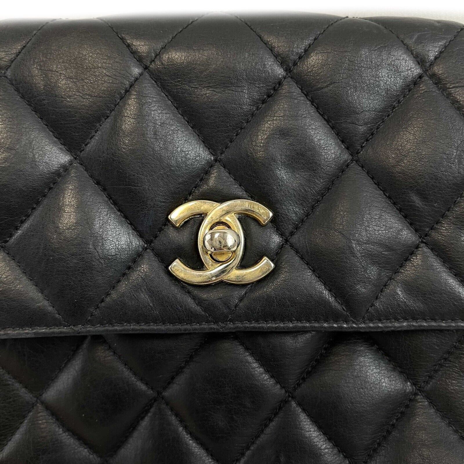 CHANEL Small Square New Leather   Gold CC Tassel Black Crossbody Handbag