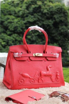 Hermes Luxury Birkin Horse Togo Cm Handbag Leather Red Travel Bag