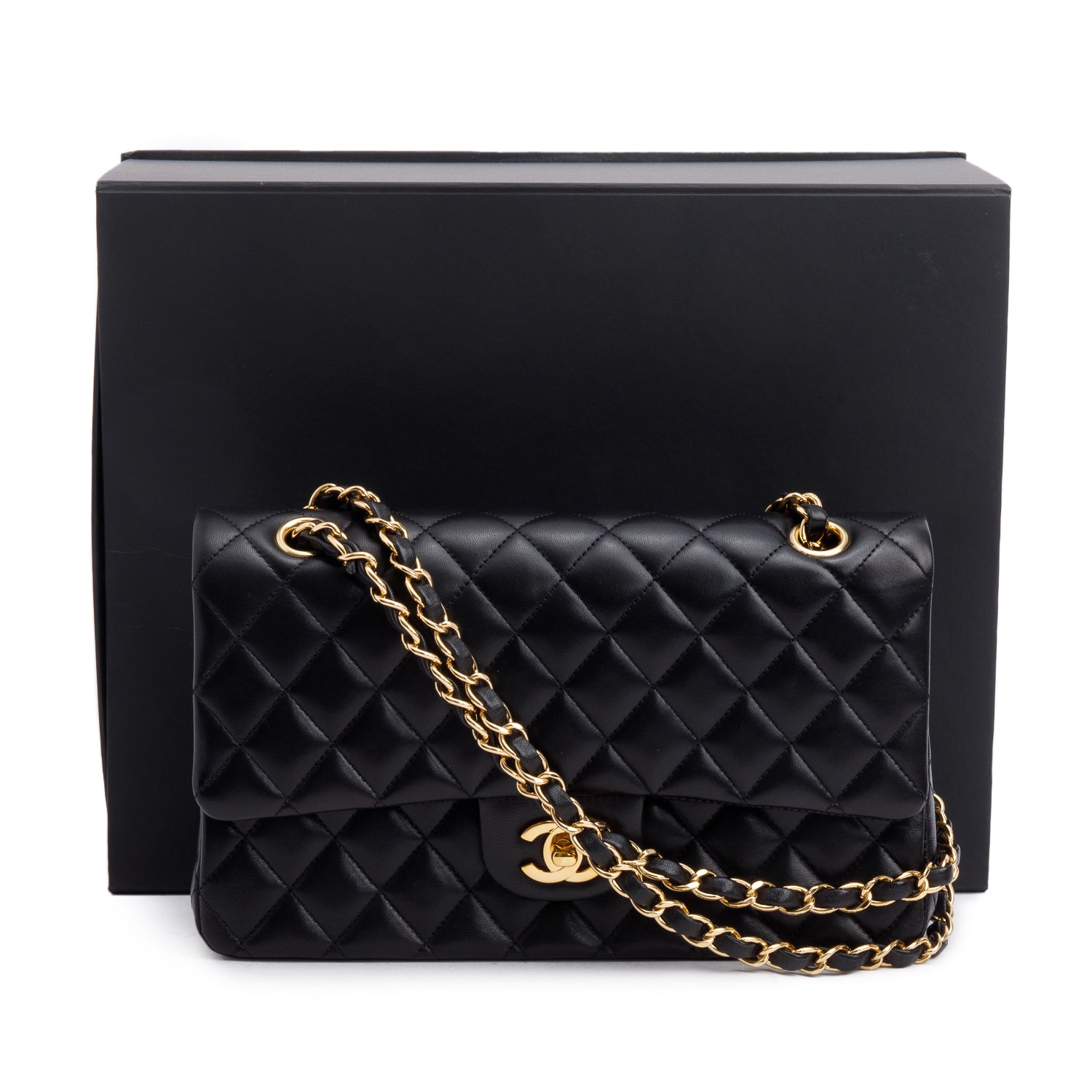 Chanel Quilted Classic Double Flap Leather Lambskin Black Travel Bag 6
