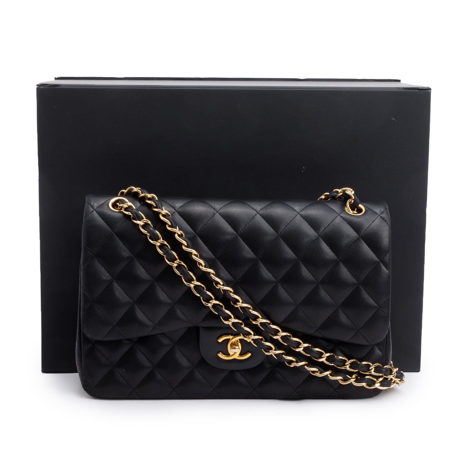 Chanel Quilted Classic Jumbo Double Flap Leather Lambskin Black Travel Bag 4