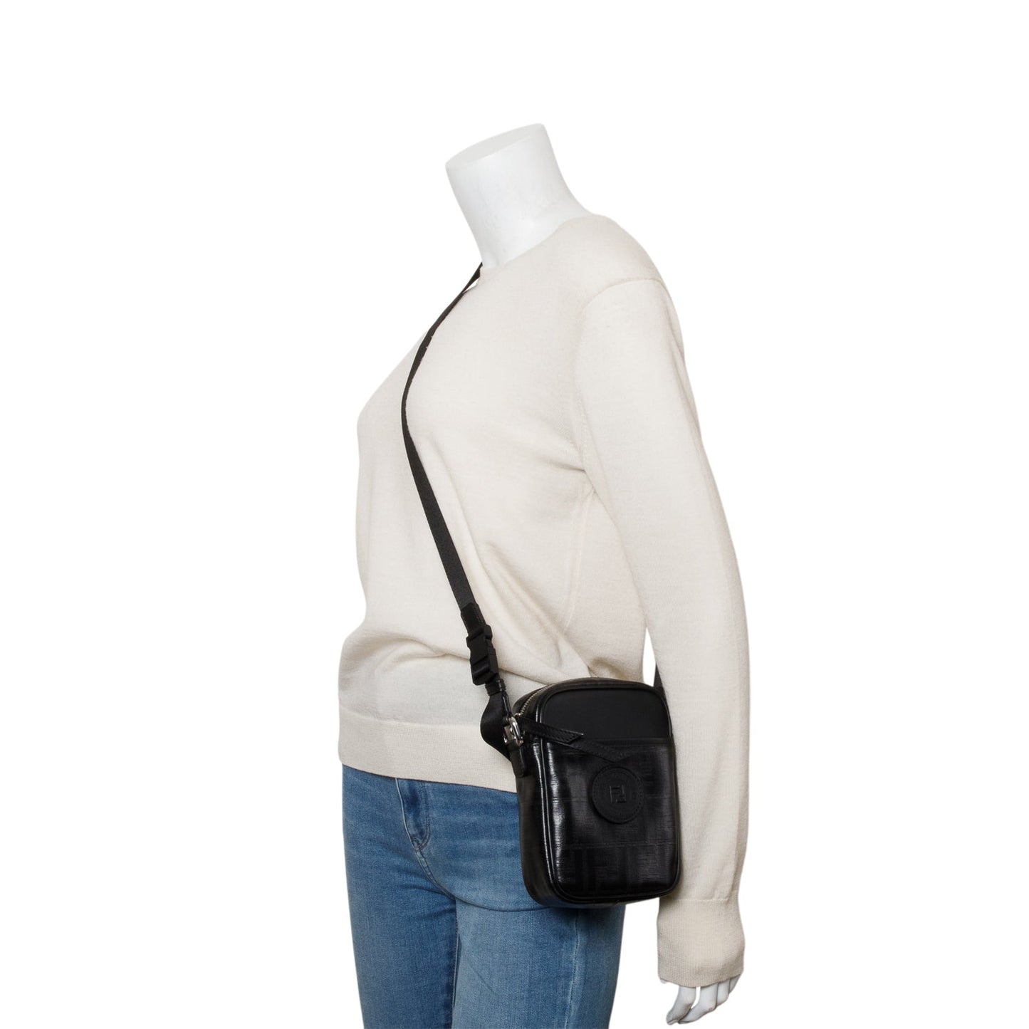 Fendi Ff Zucca Coated Double Mini Camera Bag Leather Canvas Travel Bag