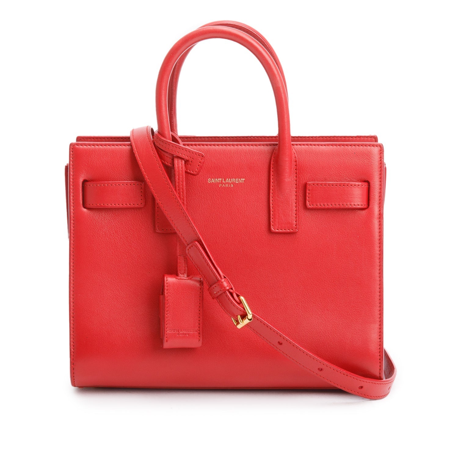 YSL Saint Laurent Smooth Nano Sac De Jour Travel Bag Leather Red