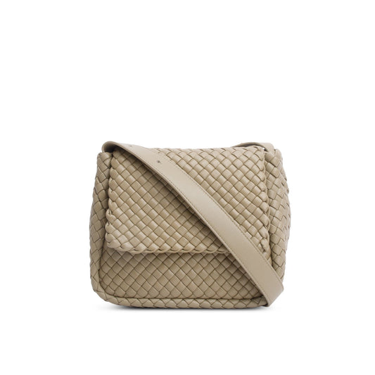 Bottega Veneta Grey Intrecciato Cobble Shoulder Bag Leather Medium