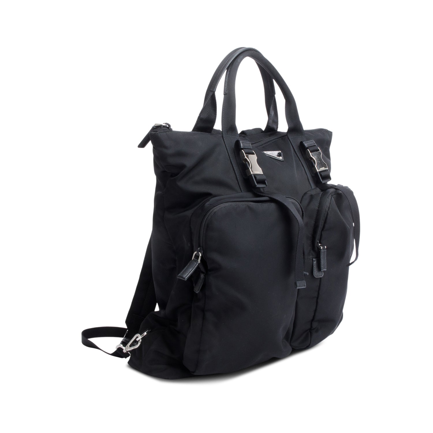 Prada Re And Saffiano Montagna Tote Backpack Handbag Leather Nylon Tote Bag
