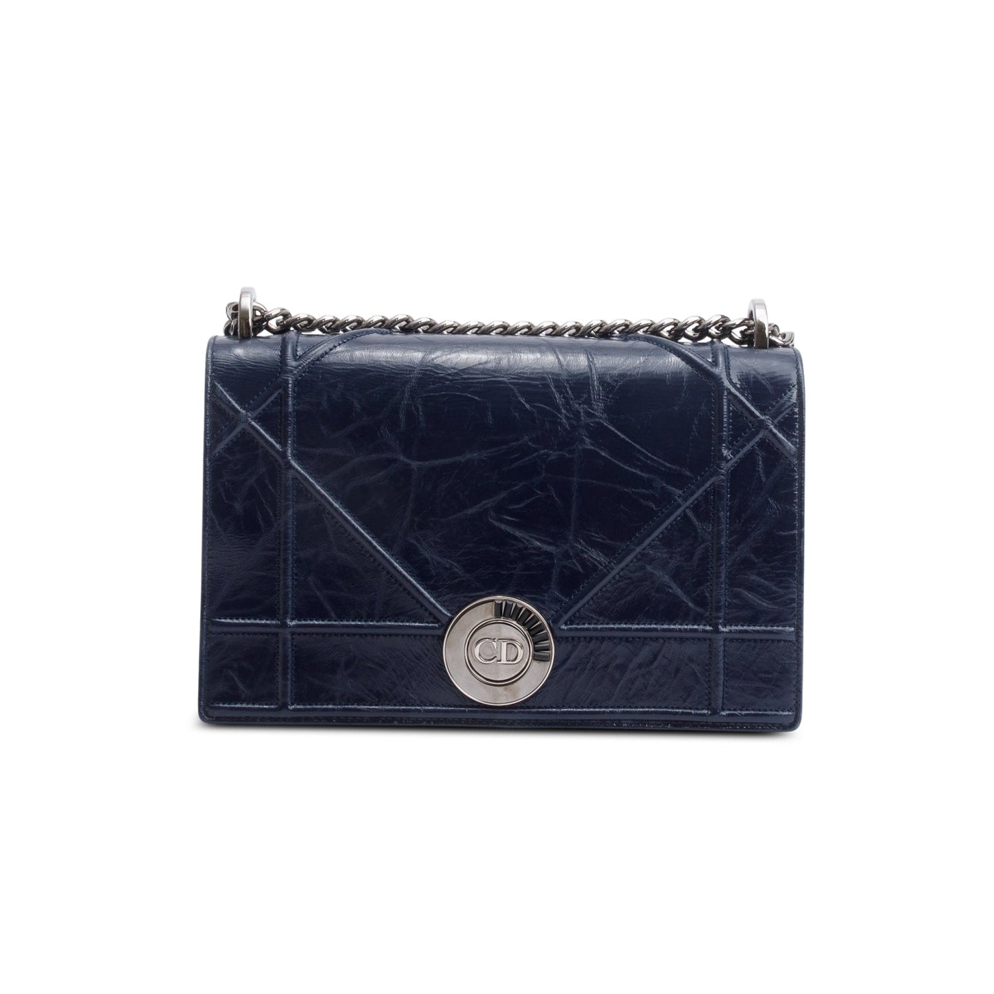 Dior Christian Navy Crinkled Cannage Crystal Embellished ama Leather Medium Travel Bag