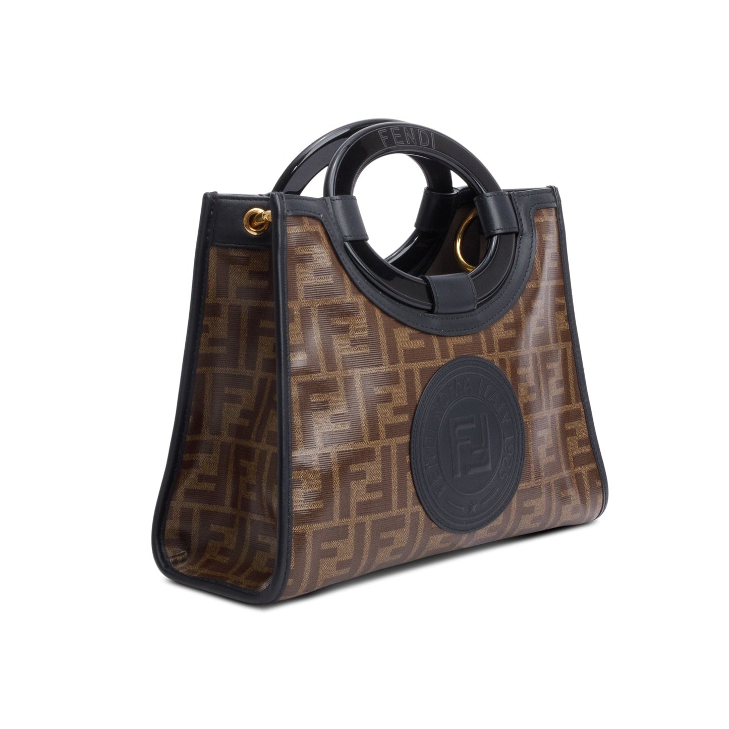 Fendi Ff Zucca Glazed Plexiglass Runaway Bag Tote Canvas Brown Tote Bag