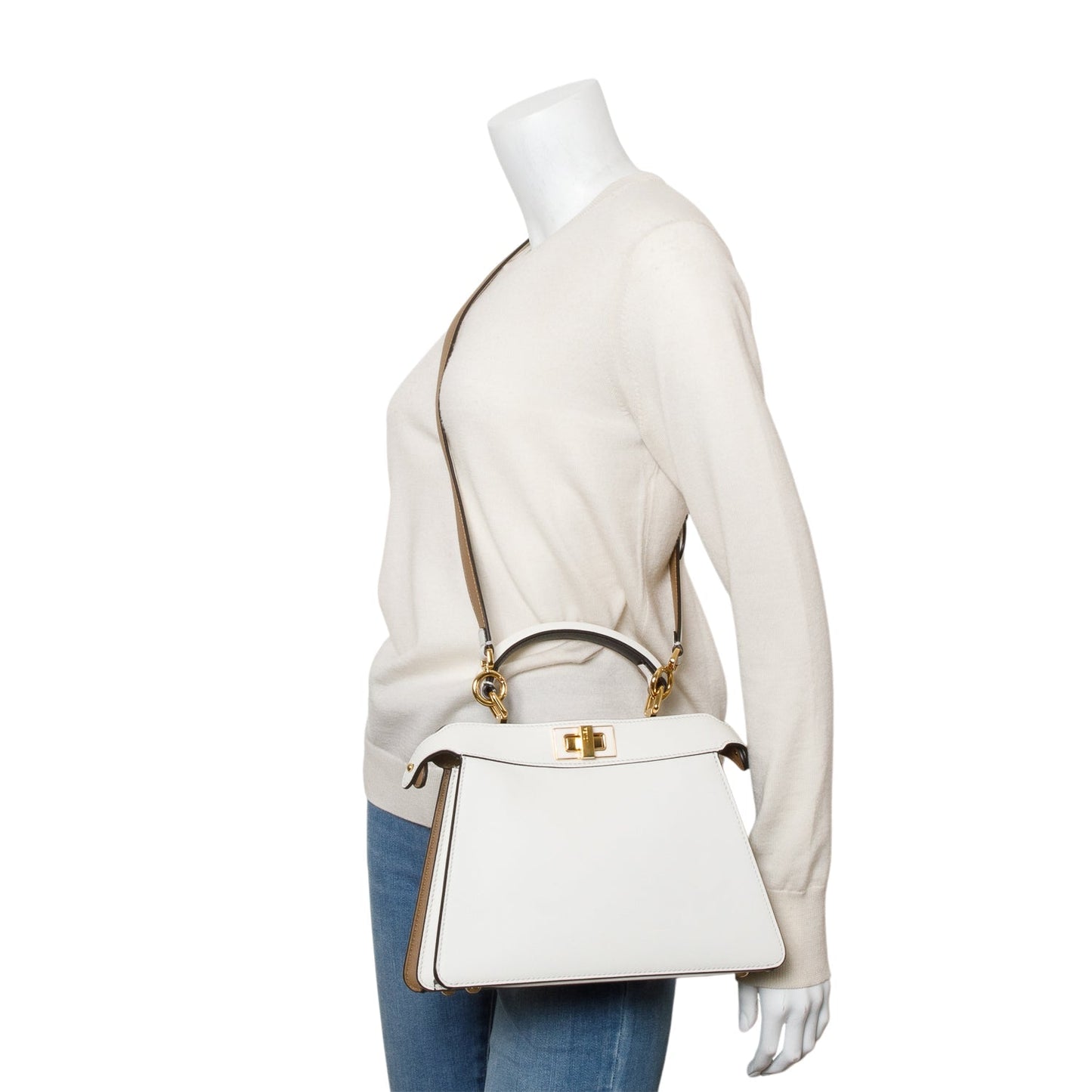 Fendi Bicolor Nappa Small Peekaboo Iseeu Bag Leather White Travel Bag