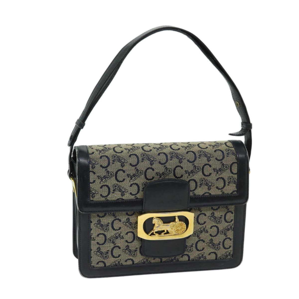 Luxury C Macadam Shoulder Bag Navy Canvas