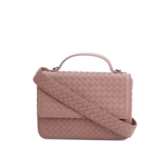 Bottega Veneta Intrecciato Alumna Shoulder Bag Leather Pink