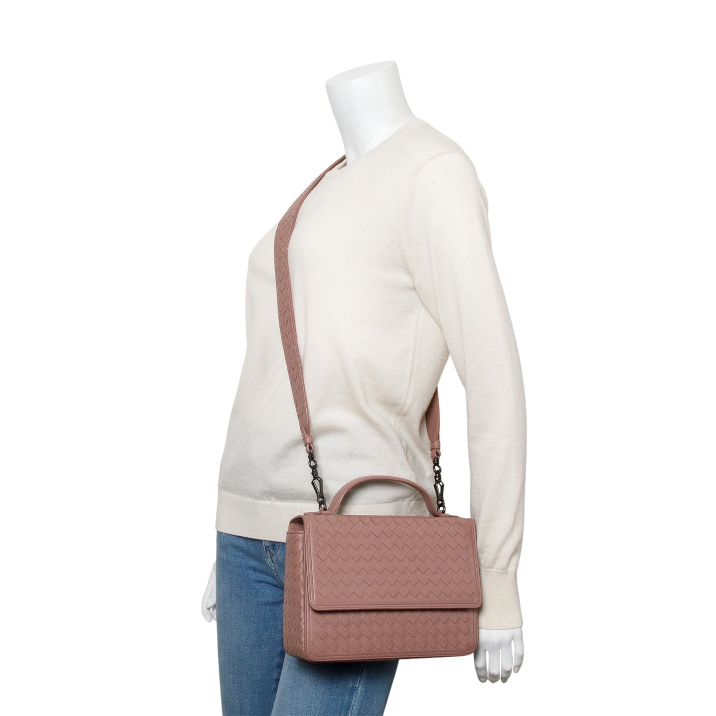 Bottega Veneta Intrecciato Alumna Shoulder Bag Leather Pink