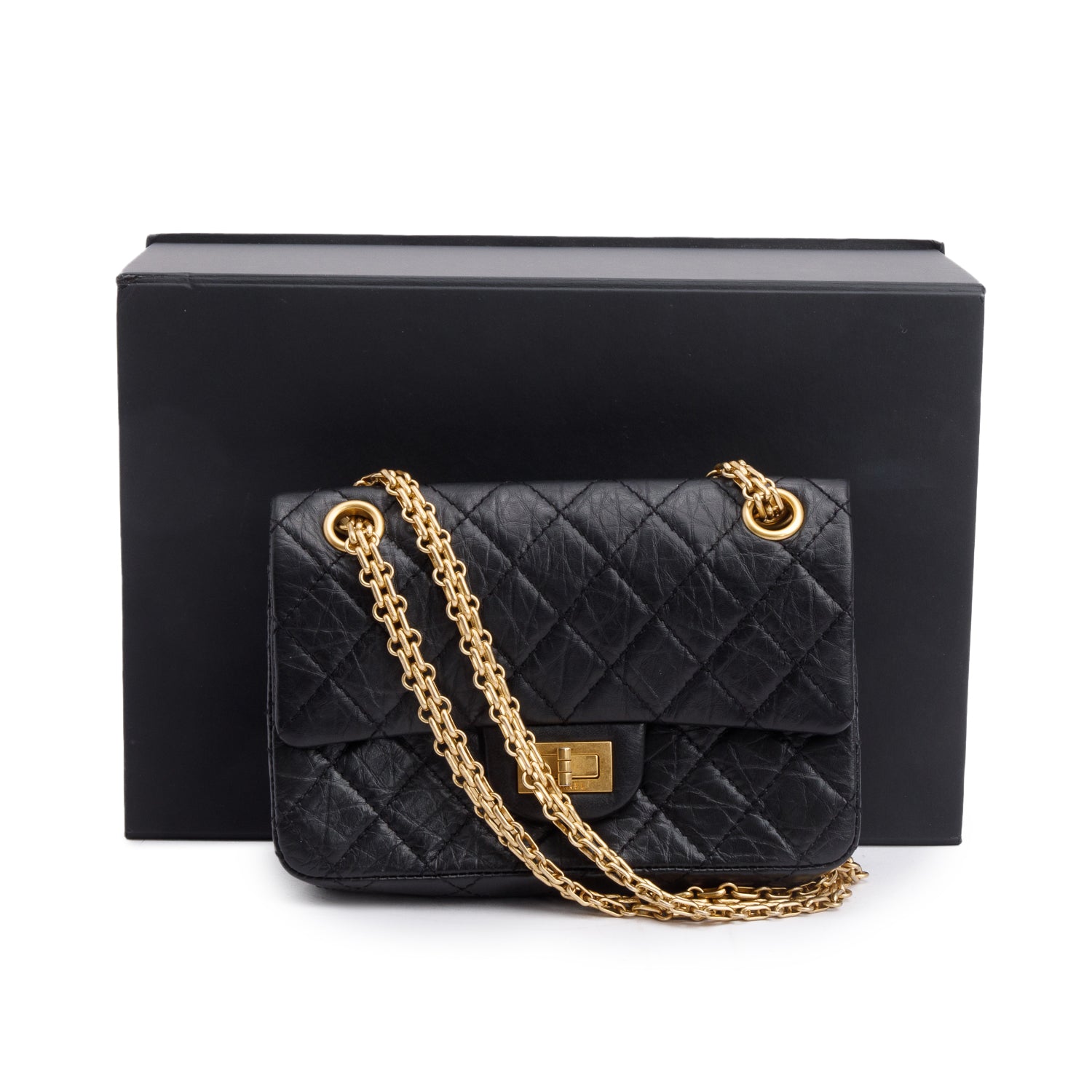 Chanel Quilted Aged 2.55 Reissue Flap Leather Calfskin Black Travel Bag