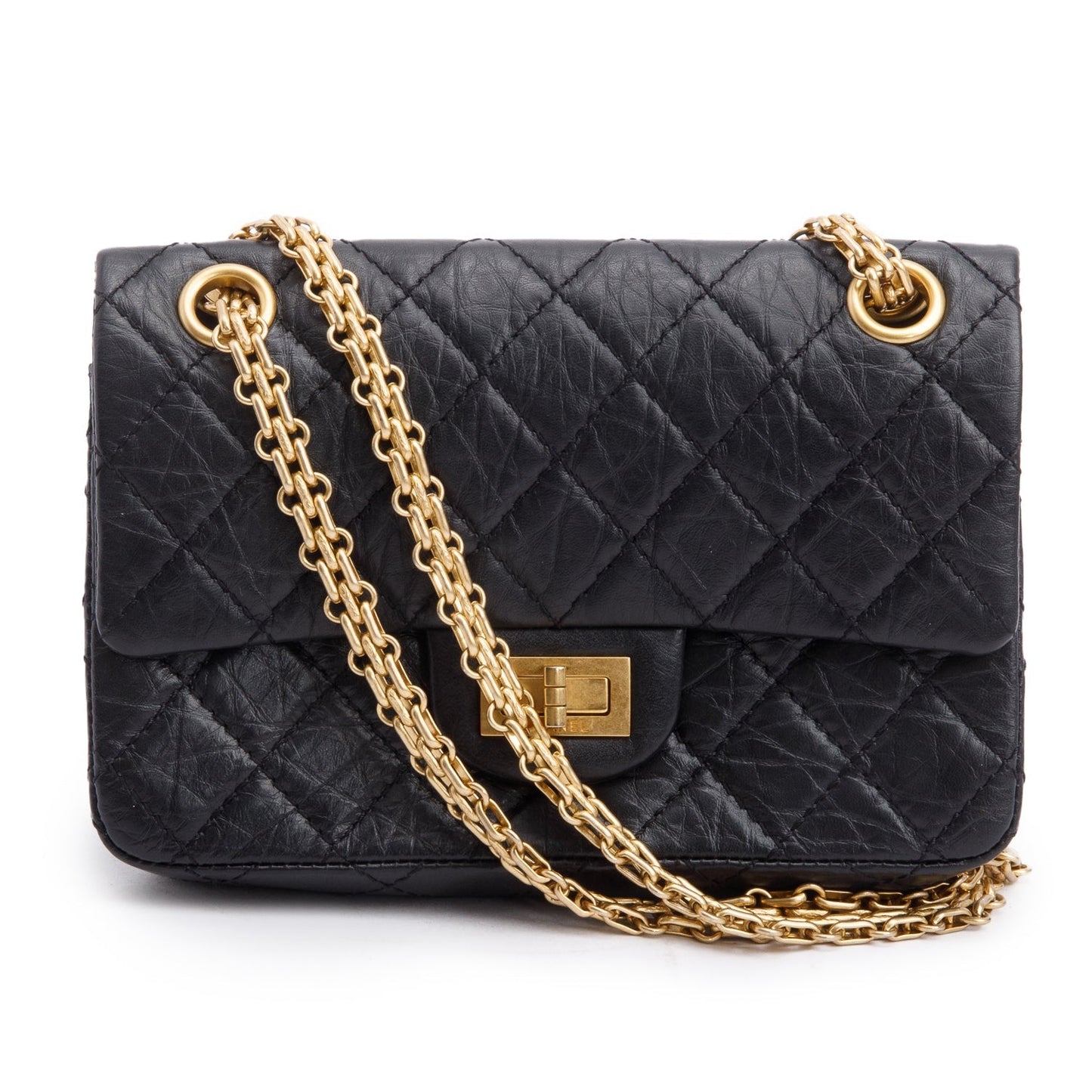 Chanel Quilted Aged 2.55 Reissue Flap Leather Calfskin Black Travel Bag
