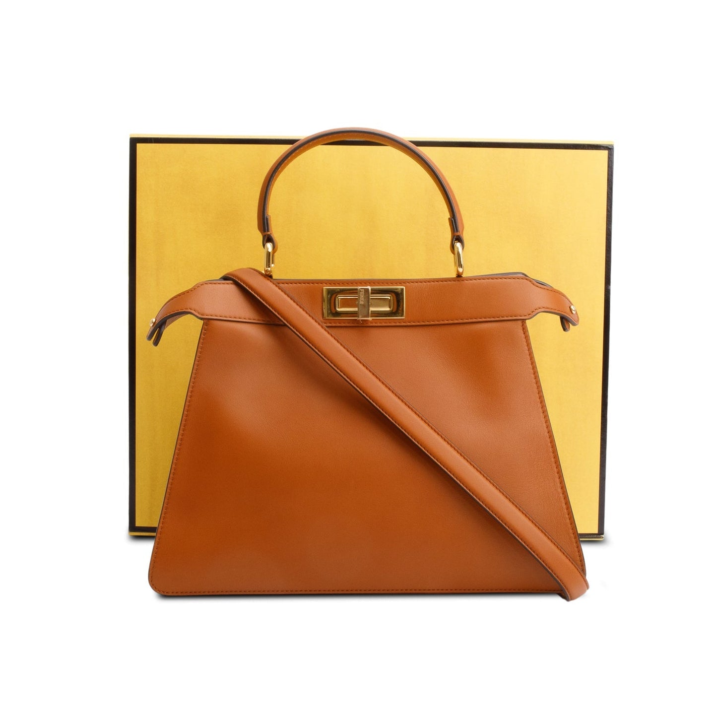 Fendi Calfskin Peekaboo Iseeu Bag Leather Brown Travel Bag