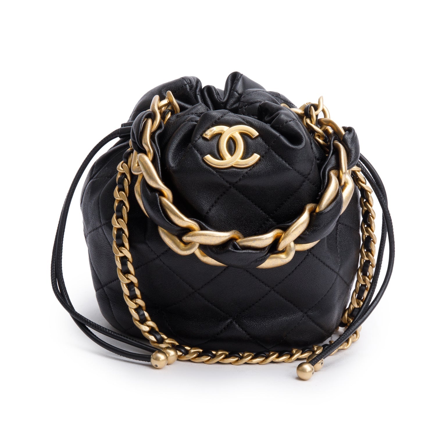 Chanel is More Bucket Leather Calfskin Black Travel Bag