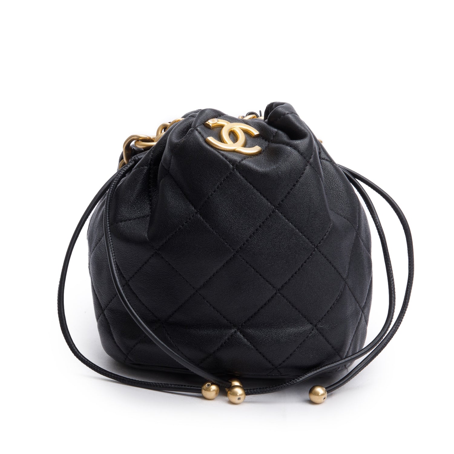 Chanel is More Bucket Leather Calfskin Black Travel Bag